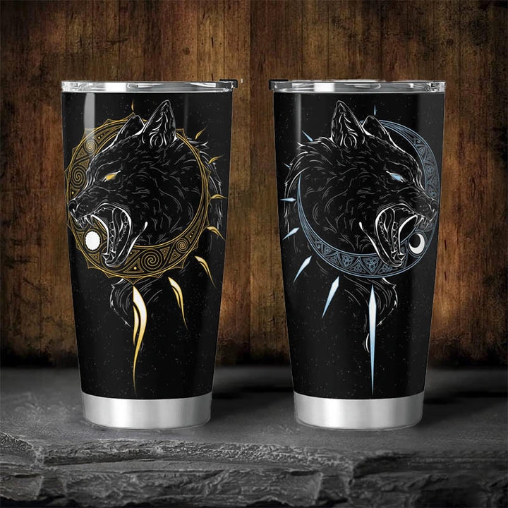 WorldNorse The Sons of Fenrir Skoll and Hati Tumbler