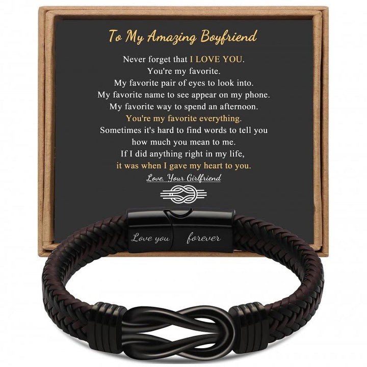 WorldNorse Love You Forever Inspirational Leather Bracelet