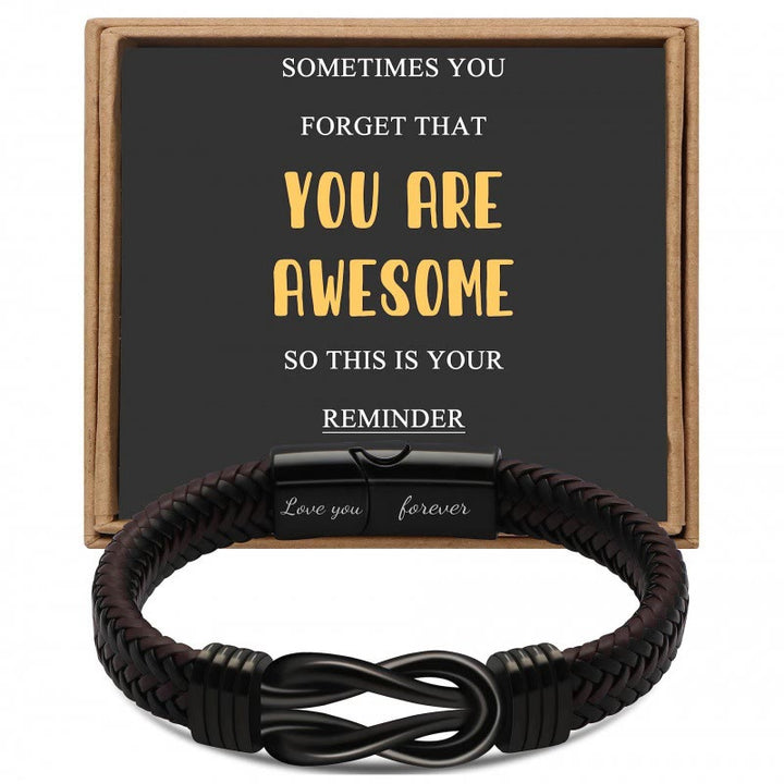 WorldNorse Love You Forever Inspirational Leather Bracelet