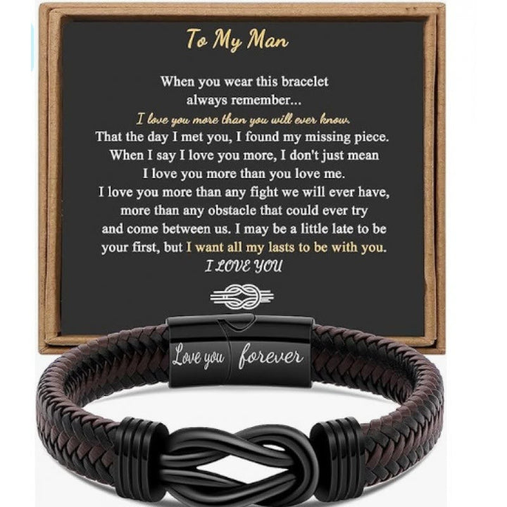WorldNorse Love You Forever Inspirational Leather Bracelet