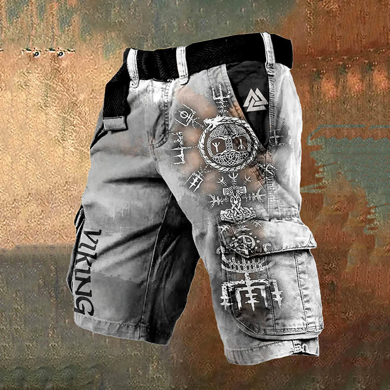 WorldNorse Norse Dragon Viking Valknut Cargo Shorts - US/UK/AU50，EU60 (5XL) - image 0