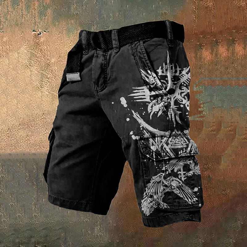 WorldNorse Raven Valknut Vintage Cargo Shorts - White - US/UK/AU50，EU60 (5XL) - image 1