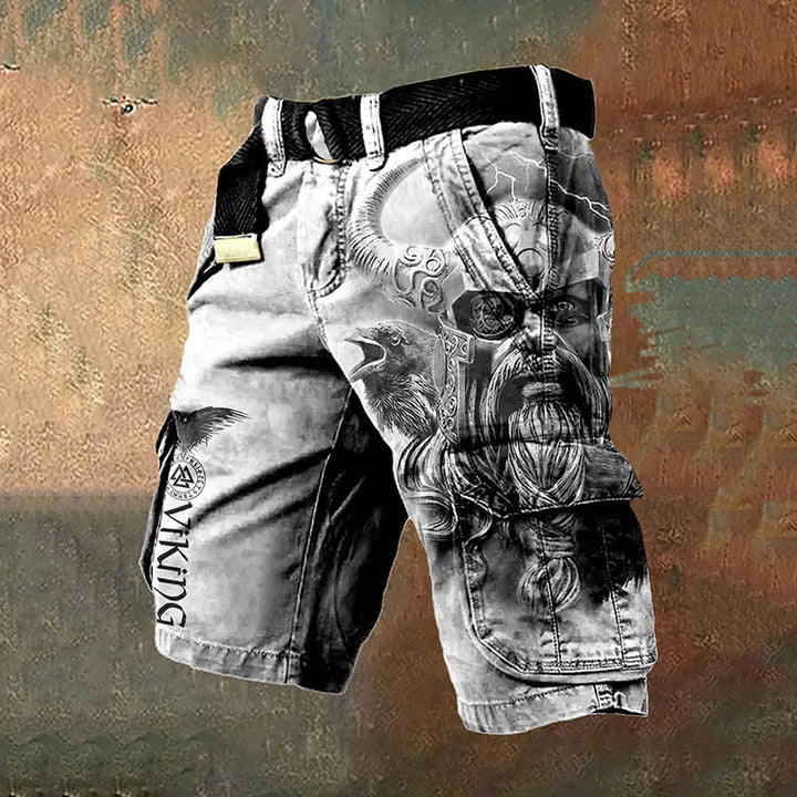WorldNorse Viking Warrior Raven Valknut Cargo Shorts - US/UK/AU50，EU60 (5XL) - image 0