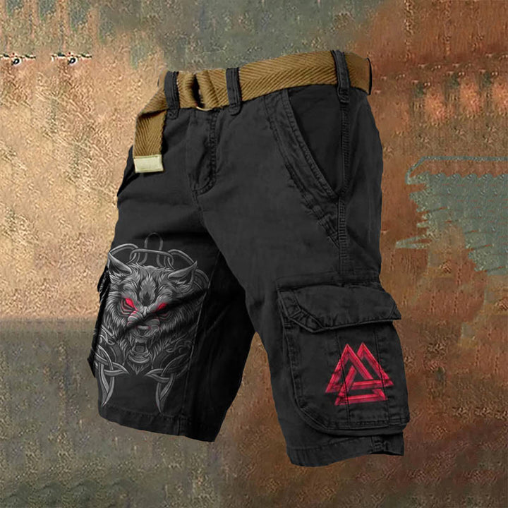 WorldNorse Viking Valknut Wolves Cargo Shorts - US/UK/AU50，EU60 (5XL) - image 0