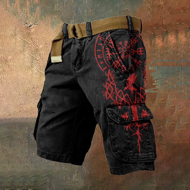 WorldNorse Vegvisir Huginn and Muninn Cargo Shorts - US/UK/AU50，EU60 (5XL) - image 1