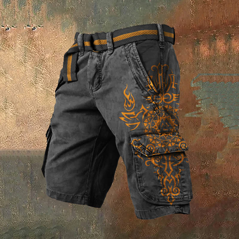 WorldNorse Viking Wolves Celtic Knot Cargo Shorts - Gold - US/UK/AU50，EU60 (5XL) - image 2