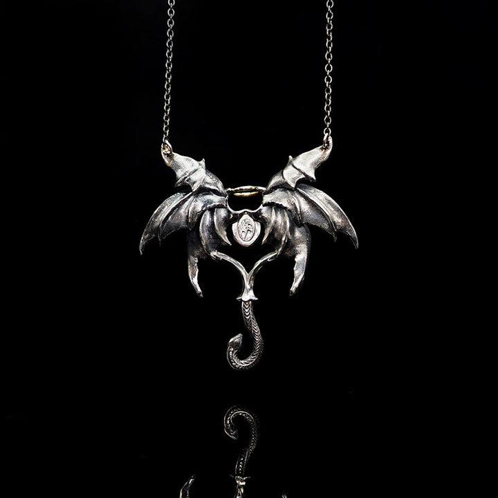 WorldNorse 925 Sterling Silver Dark Angel Demon Wings Necklace
