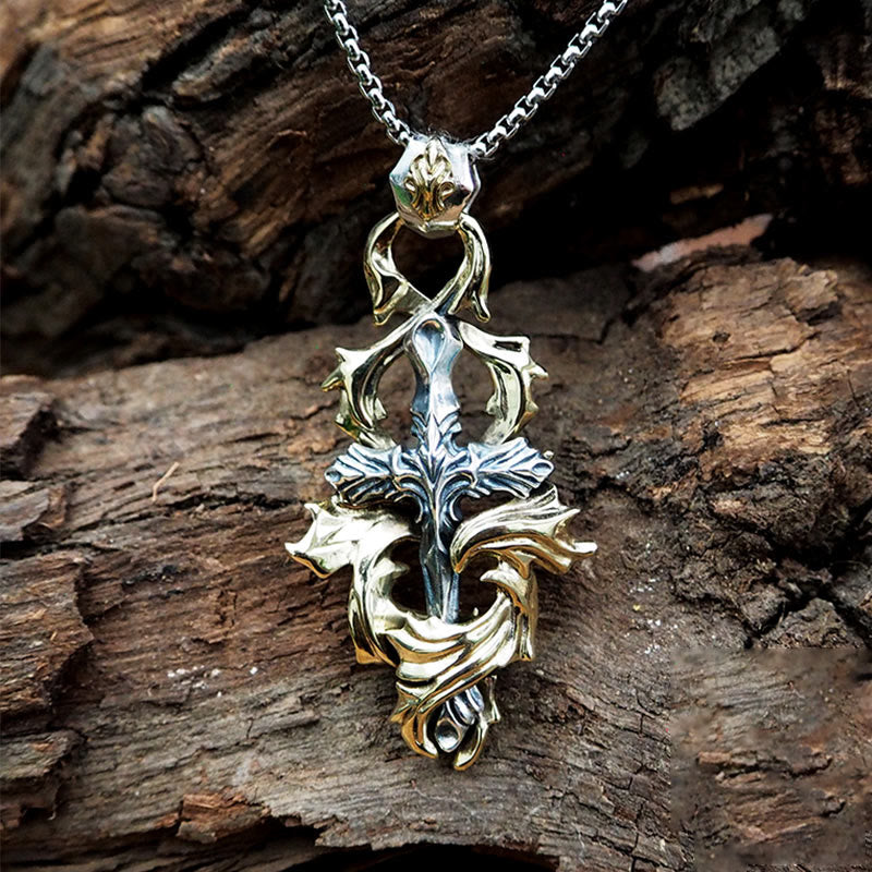 WorldNorse 925 Sterling Silver Garland Cross Necklace