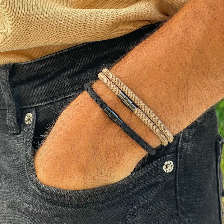 WorldNorse Minimalist Stainless Steel Magnetic Clasp Braided Bracelet
