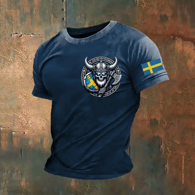 WorldNorse Viking Axe Celtic Knot T-Shirt - Navy Blue - US/UK/AU50，EU60 (5XL) - image 2
