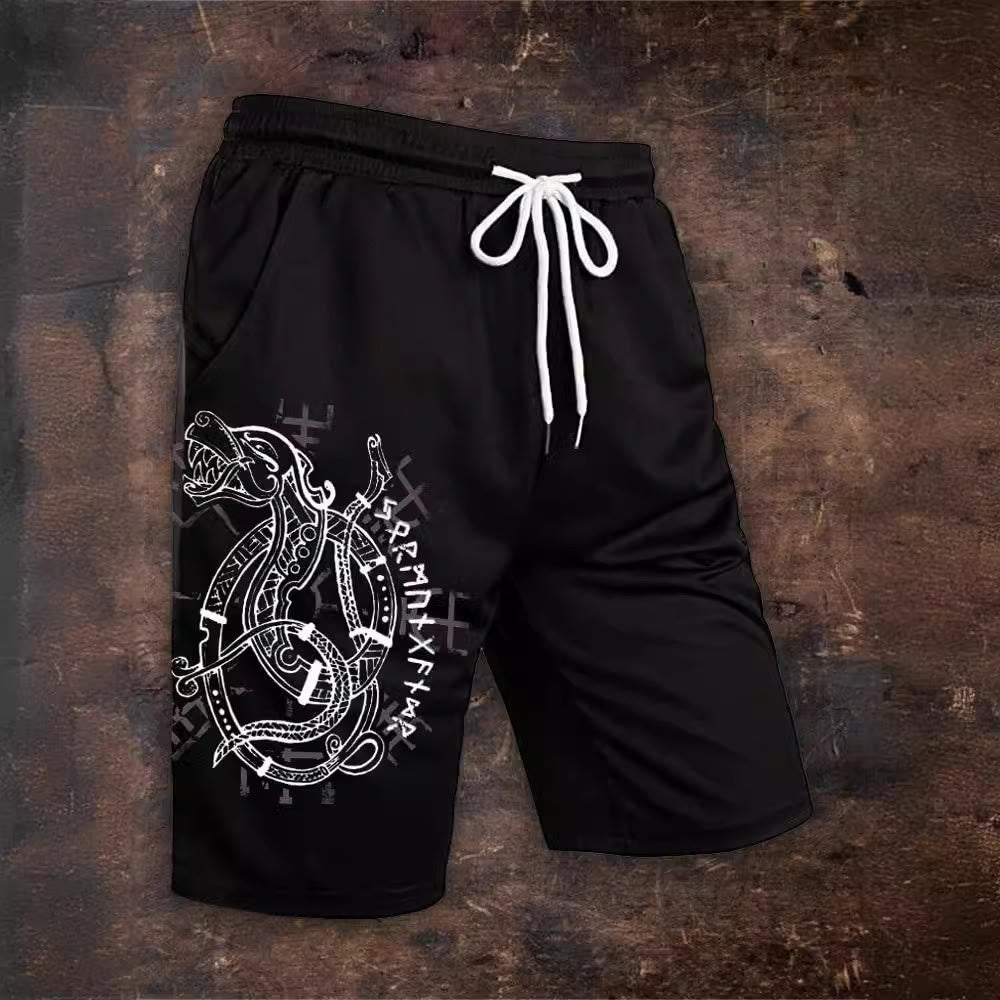 WorldNorse Vegvisir Norse Dragon Rune Casual Shorts - US/UK/AU54，EU64 (7XL) - image 1