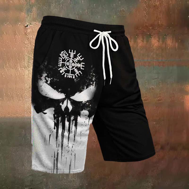 WorldNorse Viking Vegvisir Casual Shorts - Black - US/UK/AU54，EU64 (7XL) - image 2