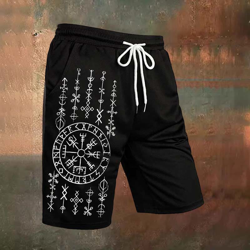 WorldNorse Vegvisir Rune Design Casual Shorts - US/UK/AU54，EU64 (7XL) - image 1