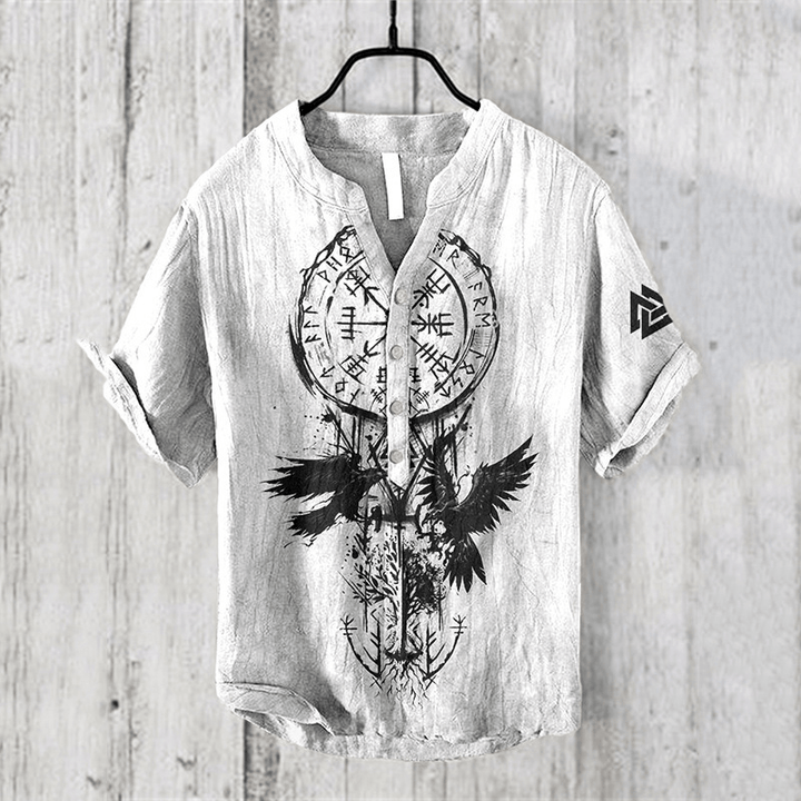 WorldNorse Yggdrasil Vegvisir Valknut Raven Casual Shirt