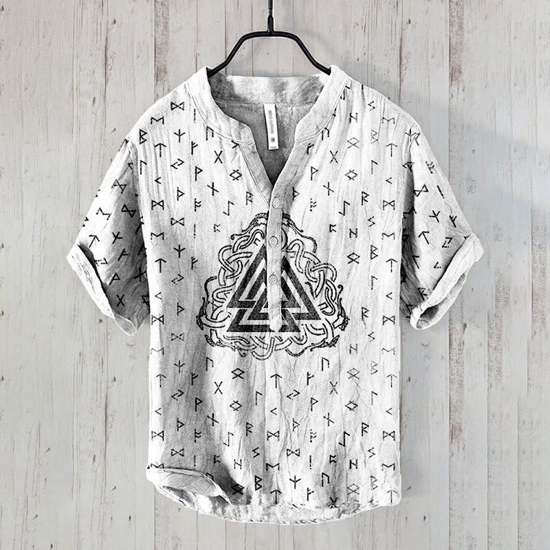 WorldNorse Norse Dragon Coiling Valknut Rune Casual Shirt - White - US/UK/AU50，EU60 (5XL) - image 0
