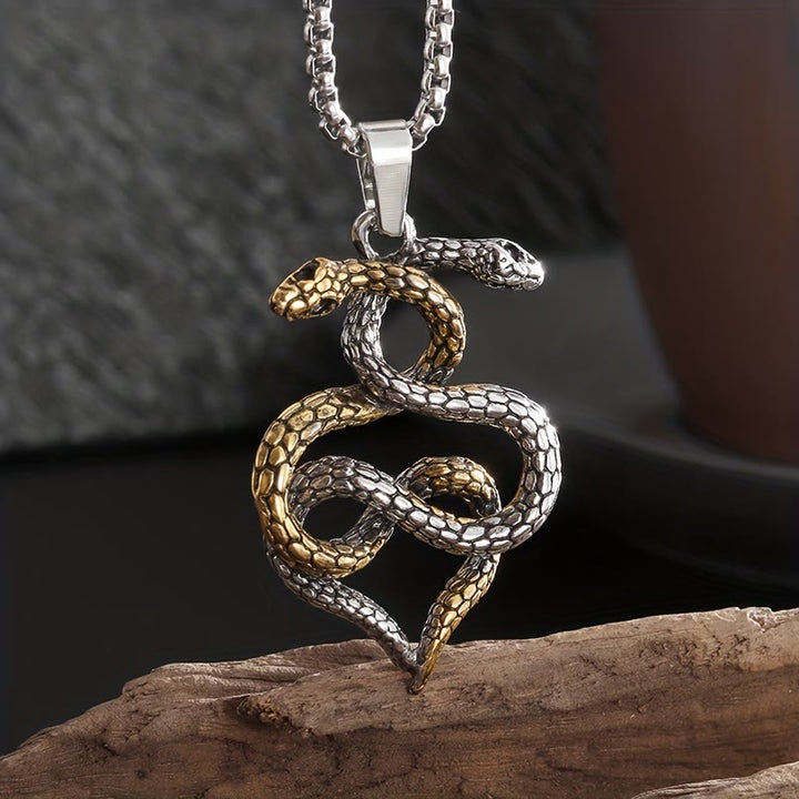 WorldNorse Dual Toned Intertwined Snake Amulet Necklace - Snake - image 0