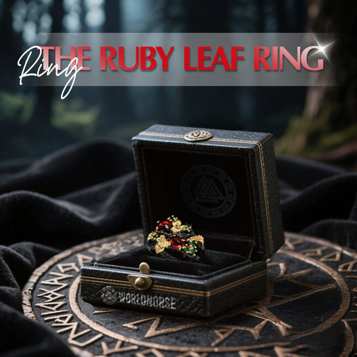 WorldNorse The Ruby Leaf Ring - image 3