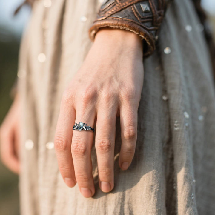 WorldNorse Moonstone Crescent Twin Moon Ring - image 3