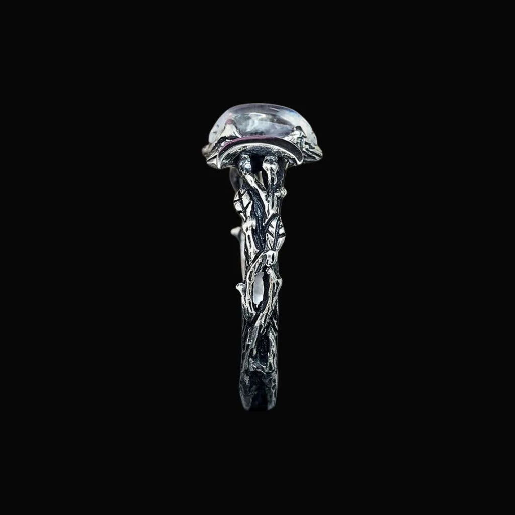 WorldNorse Moonstone Crescent Twin Moon Ring - image 2