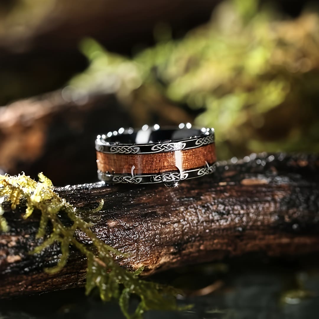 WorldNorse Celtic Knot Intertwined Wood Inlay Ring - Celtic Knot - AU Size Z (US 13) - image 0