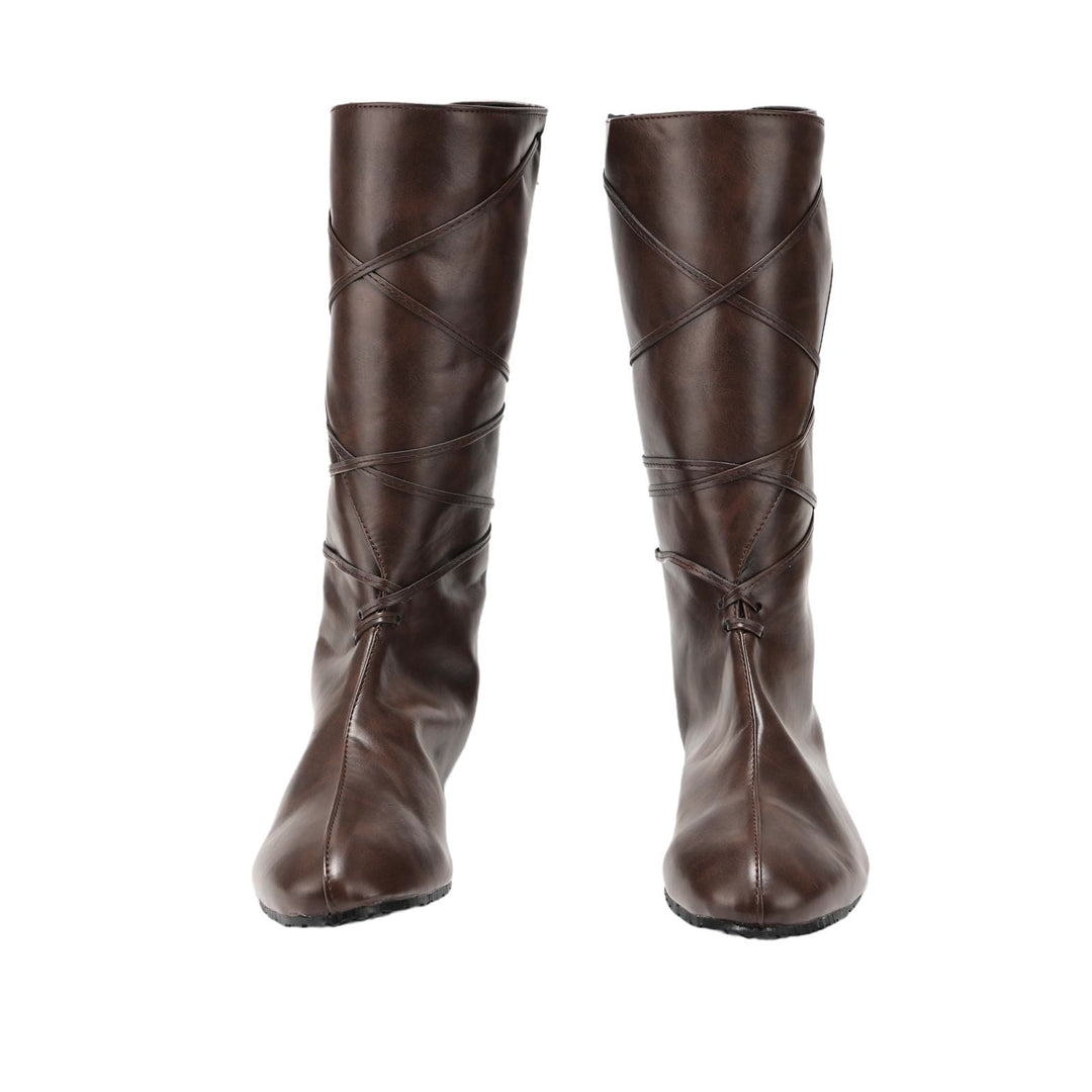 Worldnorse Women Leather Lace-up Pointed Toe Boots