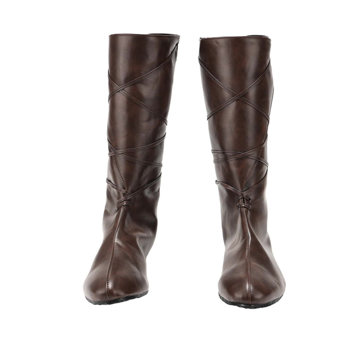Worldnorse Women Leather Lace-up Pointed Toe Boots