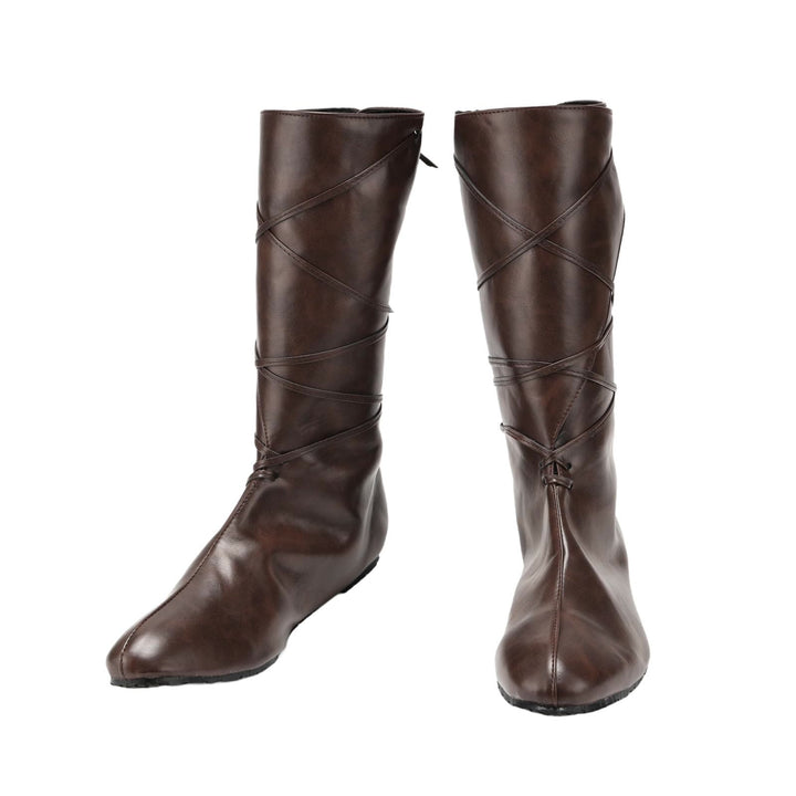 Worldnorse Women Leather Lace-up Pointed Toe Boots