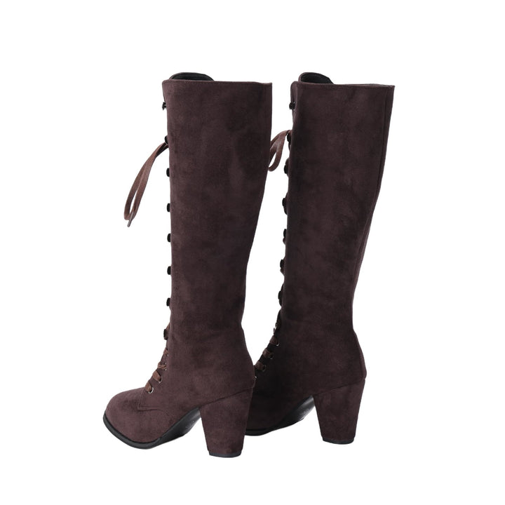 WorldNorse Women Chunky Heel Lace Up Mid Calf Boots - image 11