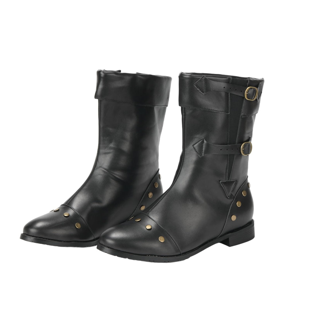 WorldNorse Men's Vintage Studded Pu Leather Boots - Black - US 13 - image 0