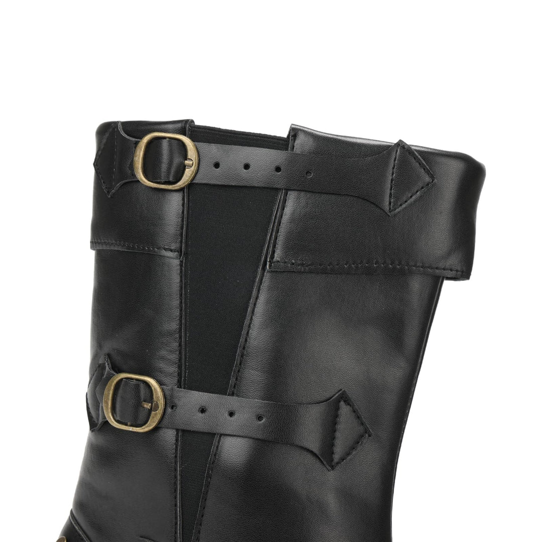 WorldNorse Men's Vintage Studded Pu Leather Boots - image 5