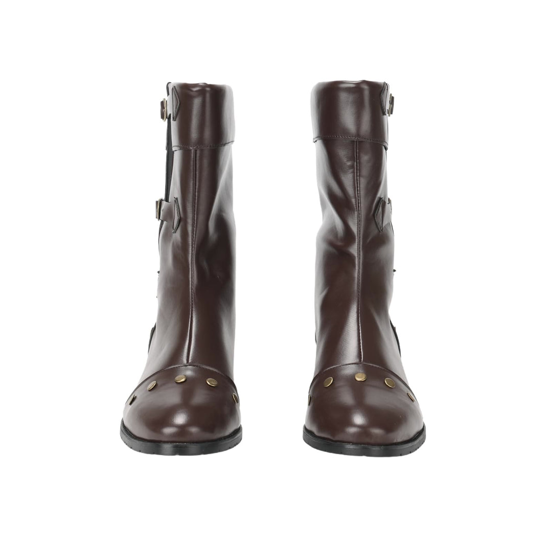 WorldNorse Men's Vintage Studded Pu Leather Boots - image 8