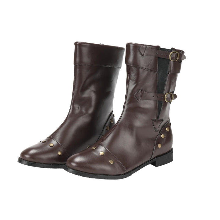 WorldNorse Men's Vintage Studded Pu Leather Boots - Brown - US 13 - image 5