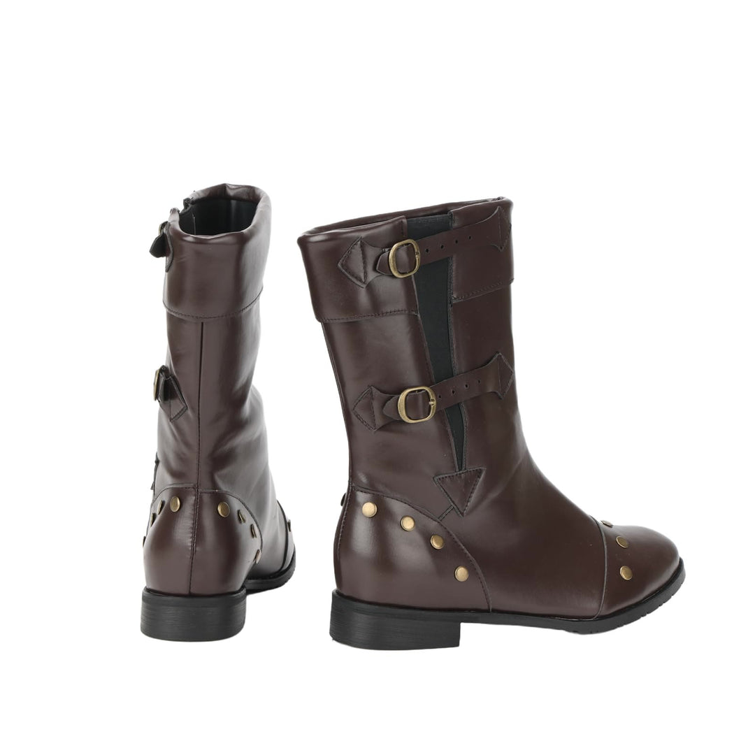 WorldNorse Men's Vintage Studded Pu Leather Boots - image 8