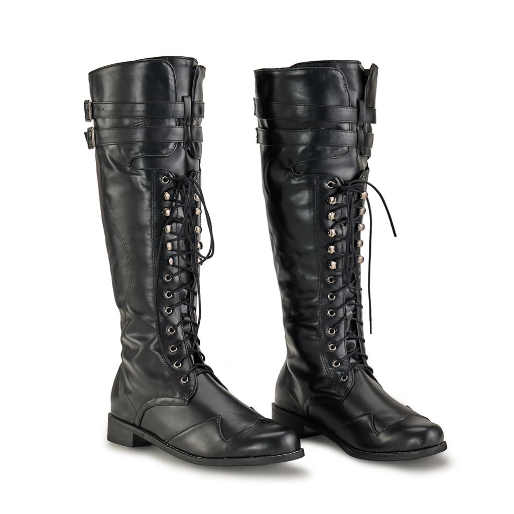 WorldNorse Men's Mid Calf Gothic Flat Jazz Boots - Black - 48 - image 0