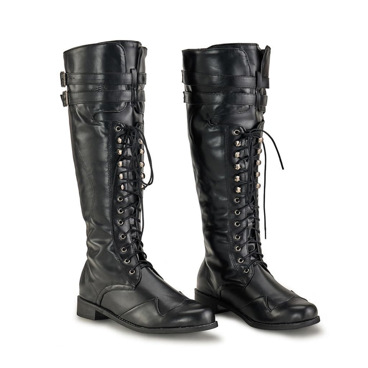 WorldNorse Men's Mid Calf Gothic Flat Jazz Boots - Black - 48 - image 0