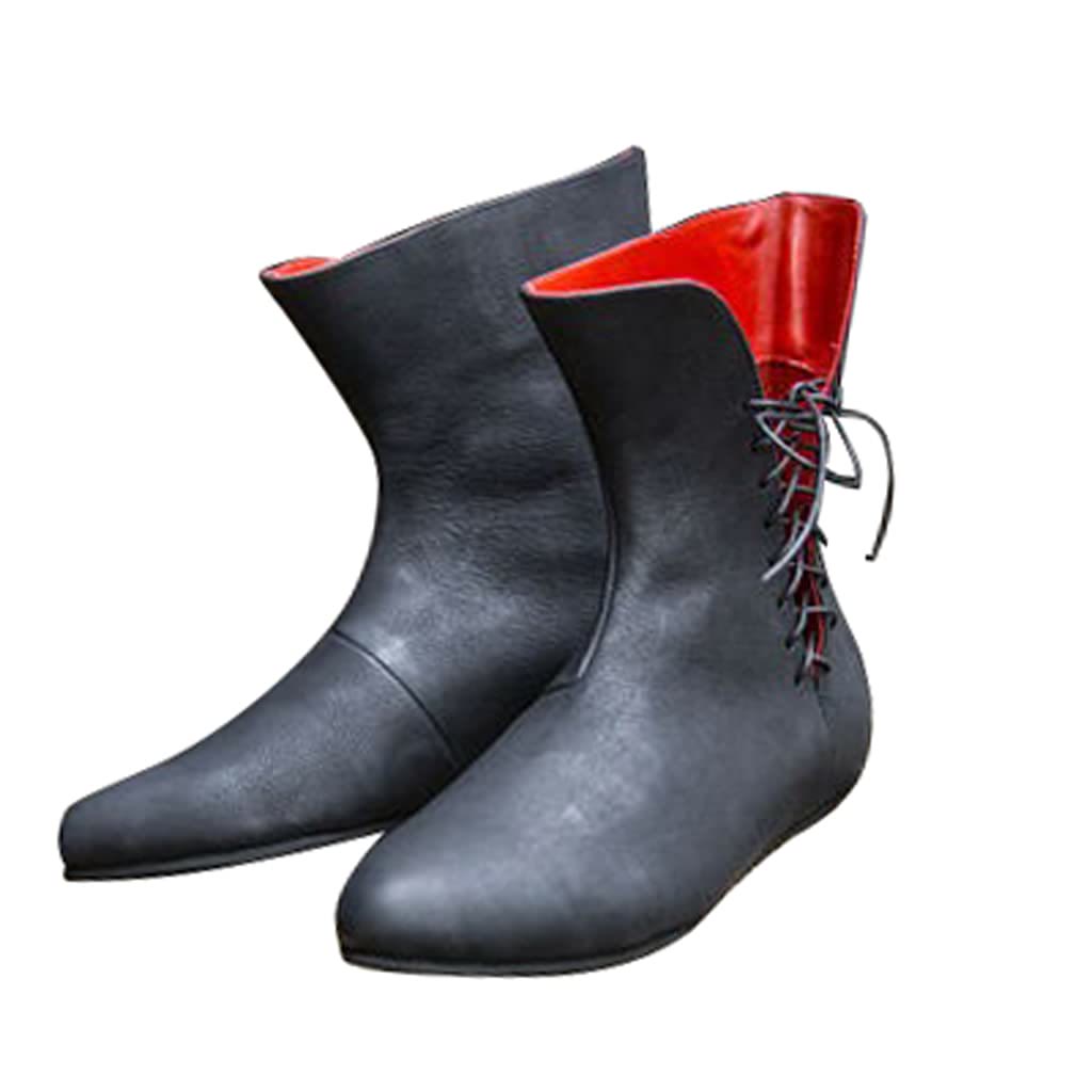 WorldNorse Men's Pointed Toe Lace Up Leather Boots - Black - US 13 - image 0