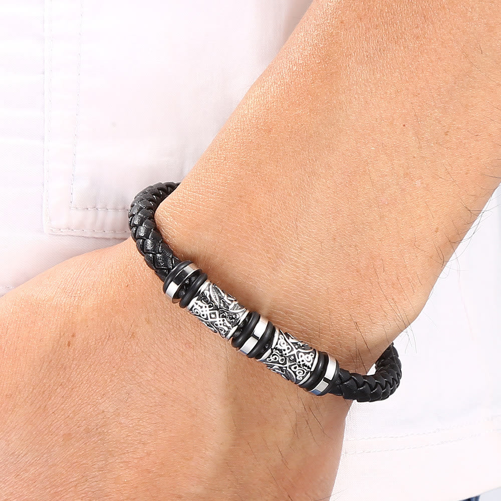 WorldNorse Vintage Celtic Knot Bead Leather Bracelet - image 4