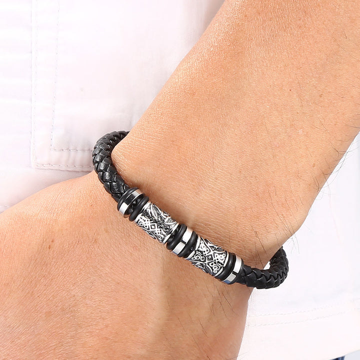 WorldNorse Vintage Celtic Knot Bead Leather Bracelet - image 4