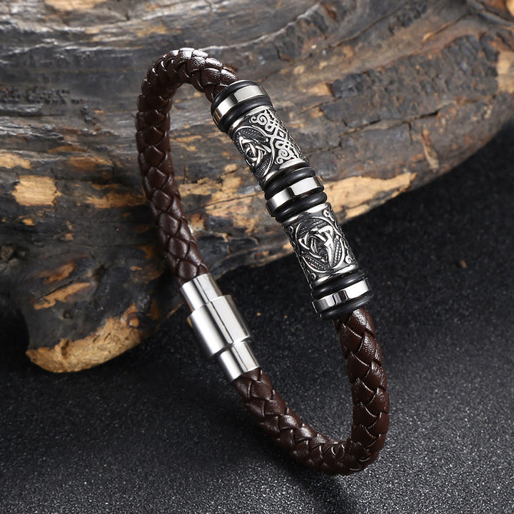 WorldNorse Vintage Celtic Knot Bead Leather Bracelet - Brown - 23.5cm - image 11