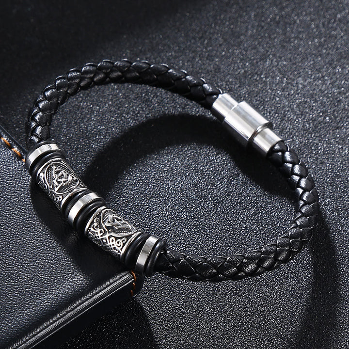 WorldNorse Vintage Celtic Knot Bead Leather Bracelet - image 1