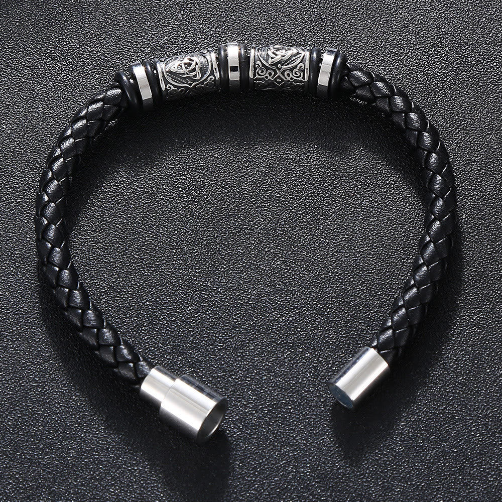 WorldNorse Vintage Celtic Knot Bead Leather Bracelet - image 3
