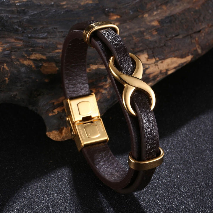 WorldNorse Number Eight Lucky Bracelet - Brown & Gold - 20.5cm - image 0
