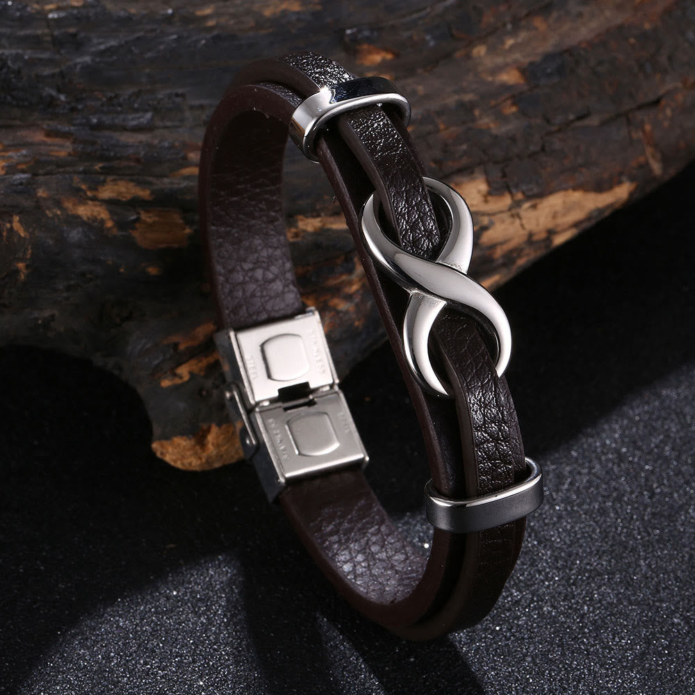 WorldNorse Number Eight Lucky Bracelet - Brown & Silver - 20.5cm - image 2