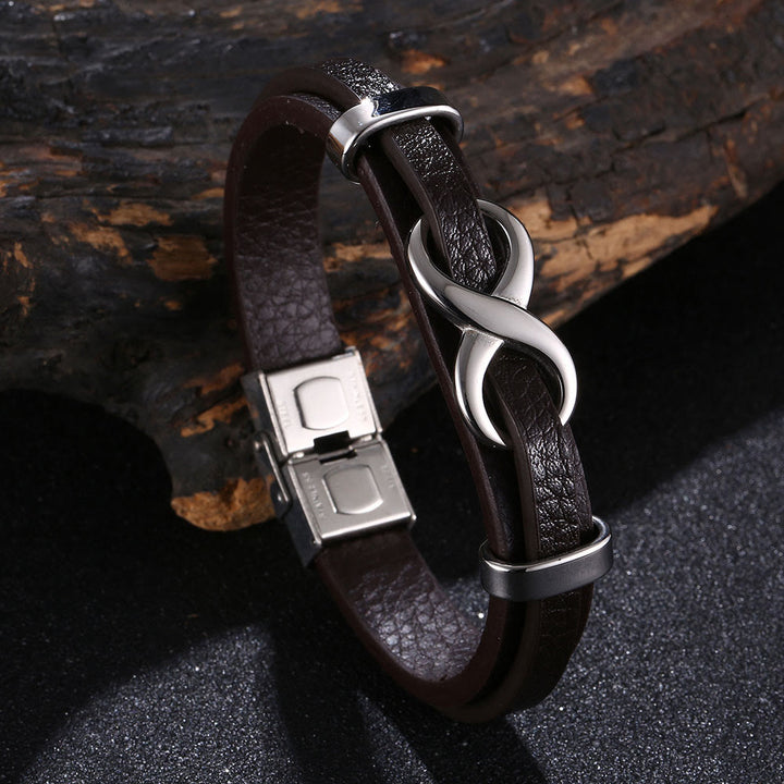WorldNorse Number Eight Lucky Bracelet - Brown & Silver - 20.5cm - image 2
