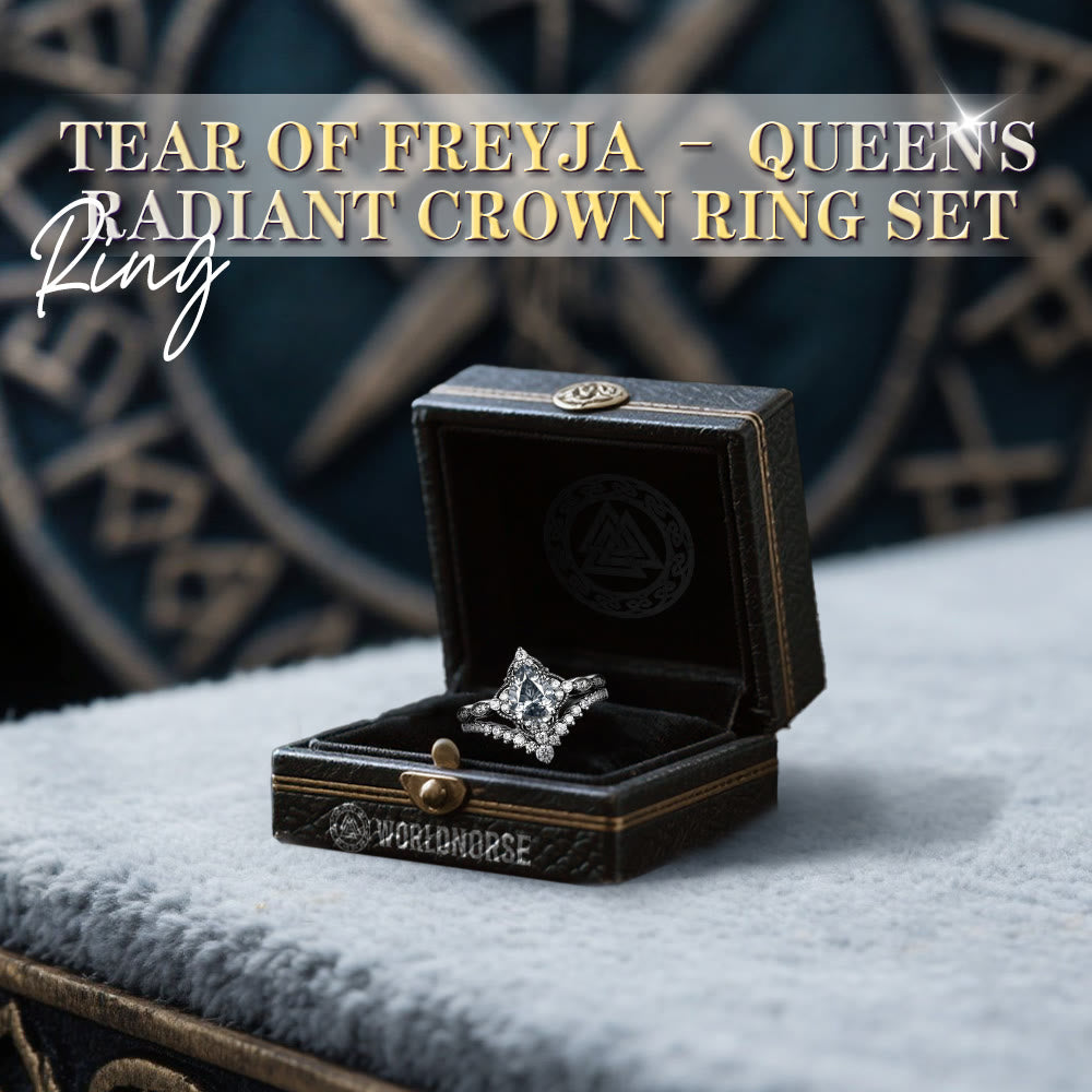 WorldNorse Tear Of Freyja – Queen's Radiant Crown Ring Set - image 3