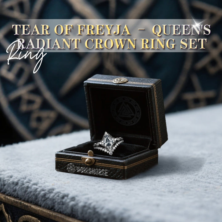 WorldNorse Tear Of Freyja – Queen's Radiant Crown Ring Set - image 3