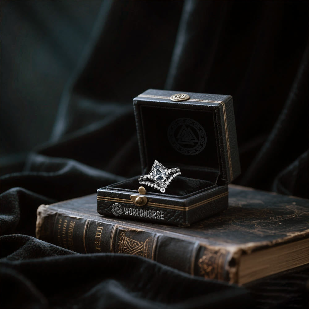 WorldNorse Tear Of Freyja – Queen's Radiant Crown Ring Set - image 3