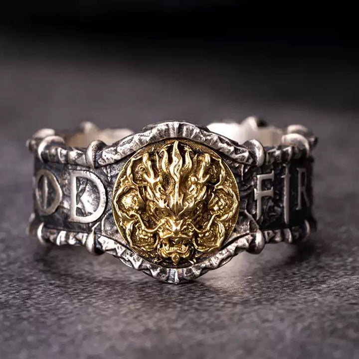 WorldNorse Handcrafted 925 Silver Vintage Dragon Emblem Ring - US 11-US 12 - NO THANKS - image 0