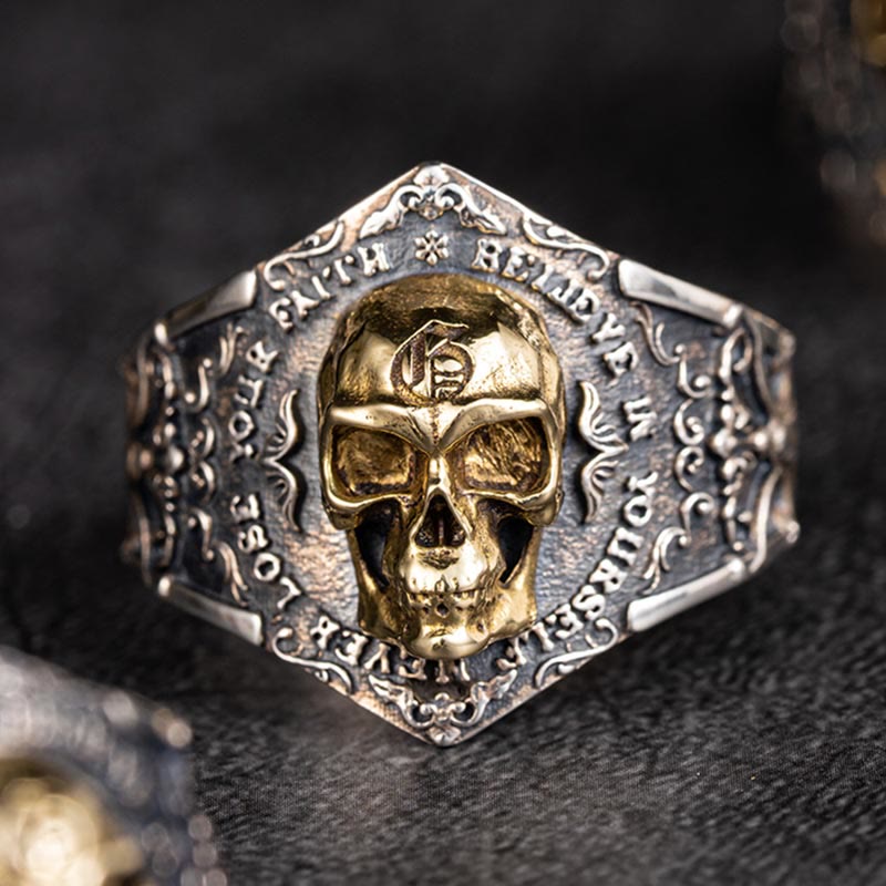 WorldNorse 925 Sterling Silver Gothic Skull Engraved Ring - AU Size V1/2 (US 11)—AU Size Y (US 12) - image 1
