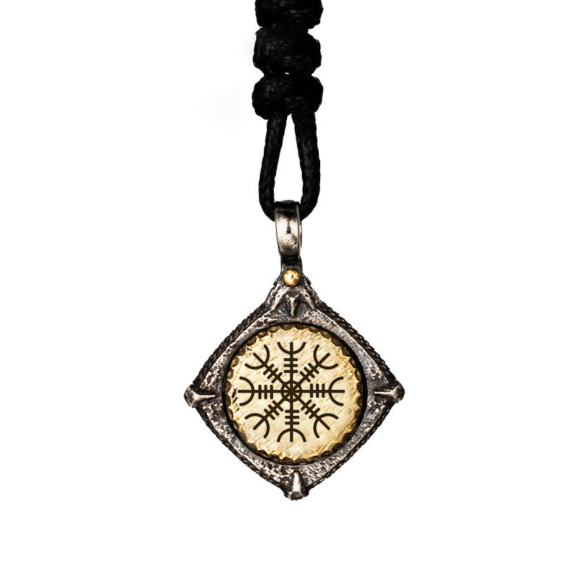 WorldNorse 925 Sterling Silver Helm Of Awe Necklace - Helm of Awe#Wax Rope - image 11